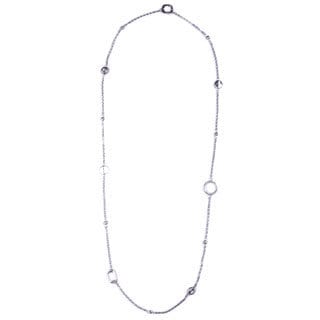 Long Silvertoned Metal Bead and Chain Necklace (China)