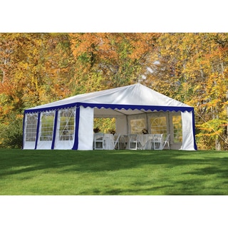 ShelterLogic 20' x 20' Blue/ White 8-leg Galvanized Steel Frame Party Tent Canopy and Enclosure Kit with Windows