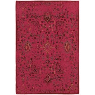 Traditional Distressed Overdyed Persian Pink/ Charcoal Rug (5'3 x 7'6)