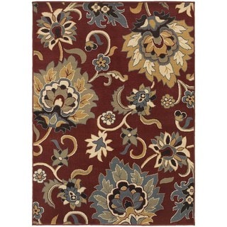 Large Scale Floral Red/ Gold Rug (7'10 x 10'0)