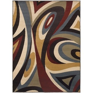Abstract Swirl Brown/ Multi Rug (7'10 x 10'0)