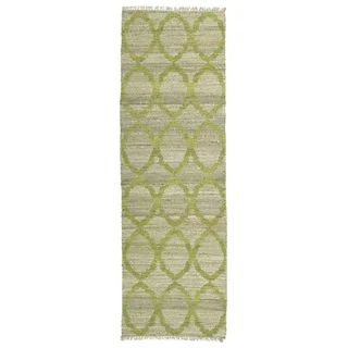 Handmade Natural Fiber Canyon Wasabi Lattice Rug (2'6 x 8'0)