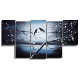 Together Forever Birds' Large 5-panel Canvas Painting Art