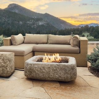 Real Flame Antique Stone 37 in. L x 37 in. W x 14 in. H Square Propane Fire Pit