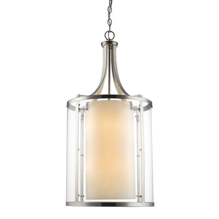 Z-Lite Willow Brushed Nickel 8-light Inner Matte Opal & Outer Clear Pendant