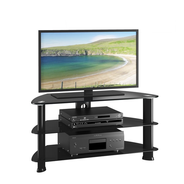 CorLiving Laguna Corner Satin Black TV Stand for up to 50-inch TVs