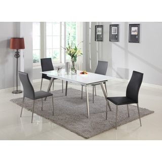 Christopher Knight Home Elysia Matte White Self-storing Extension Dining Table