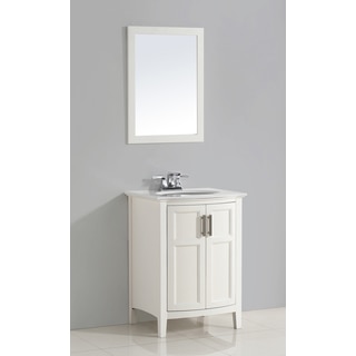 WYNDENHALL Salem White 24-inch Rounded Front Bath Vanity Set with Two Doors and White Quartz Marble Top