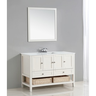 WYNDENHALL Belmont 48-inch White Bath Vanity with White Quartz Marble Top