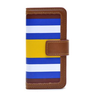 Dasein Yellow/ Blue Striped Wallet Phone Case for iPhone and Samsung Phones