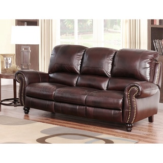 Abbyson 'Madison' Premium Grade Leather Pushback Reclining Sofa