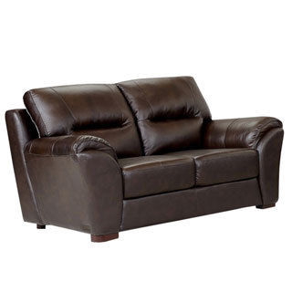 ABBYSON LIVING Caprice Top Grain Brown Leather Loveseat