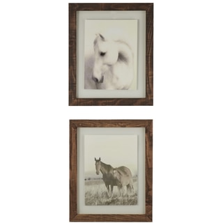 Horses Framed Giclee Print Wall Art with Glass (Set of 2)