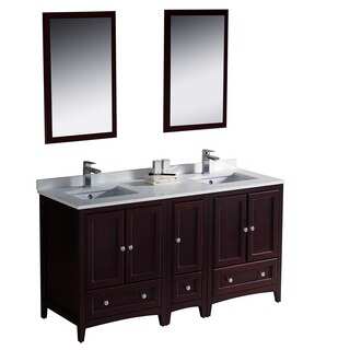 Fresca Oxford 60-inch Mahogany Traditional Double Sink Bathroom Vanity with Side Cabinet