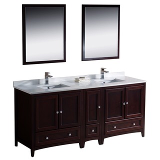 Fresca Oxford 72-inch Mahogany Traditional Double Sink Bathroom Vanity with Side Cabinet