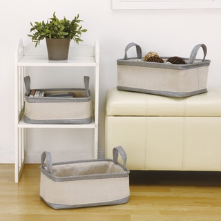 Grey/ Off-white Cotton Handle Storage Baskets (Set of 3)