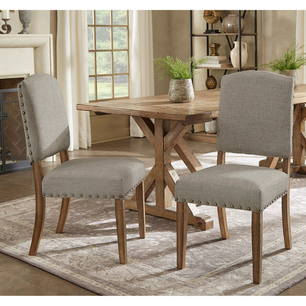 Benchwright Premium Nailhead Upholstered Dining Chairs (Set of 2) by iNSPIRE Q Artisan