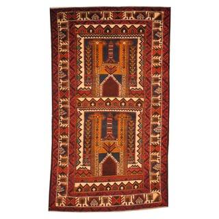 Herat Oriental Afghan Hand-knotted Tribal Balouchi Wool Rug (2'10 x 4'6)