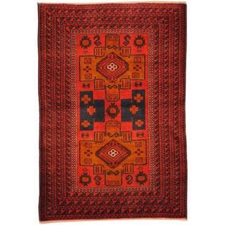 Herat Oriental Afghan Hand-knotted Tribal Balouchi Wool Rug (2'10 x 4'3)
