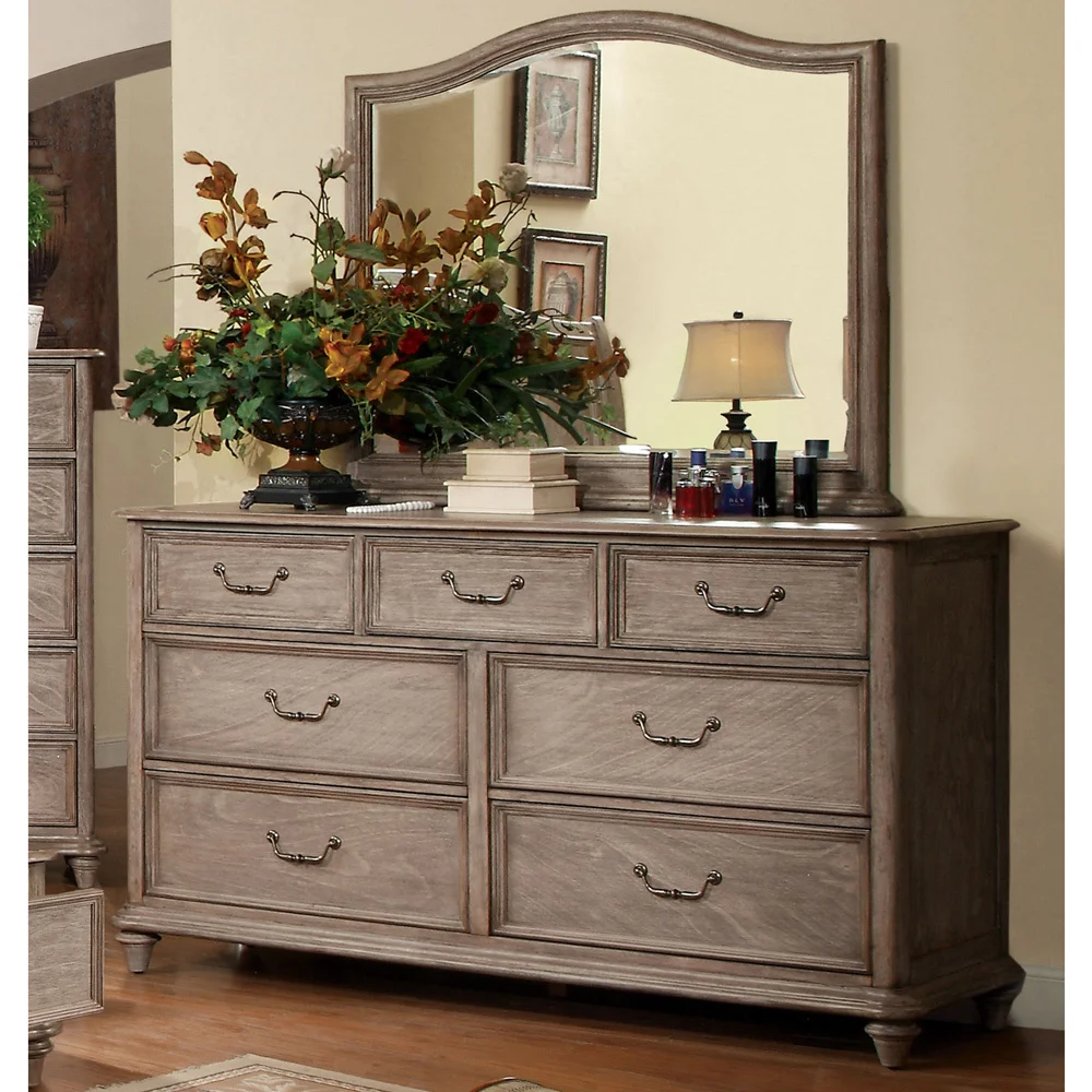 Furniture of America Minka Rustic Grey 2-piece Dresser and Mirror Set