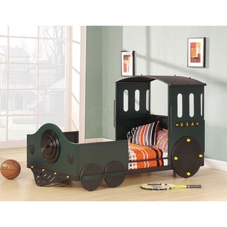 Tobi Green and Black Youth Train Bed