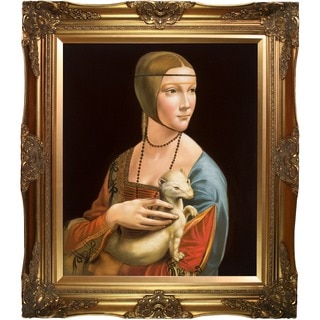 Leonardo Da Vinci Lady With an Ermine Hand Painted Framed Canvas Art