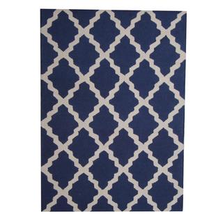 Herat Oriental Indo Hand-tufted Contemporary Blue/ Ivory Wool Rug (5' x 7')