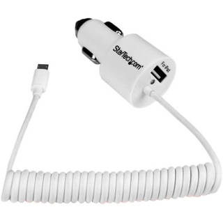 StarTech.com White Dual Port Car Charger with Micro USB Cable and USB