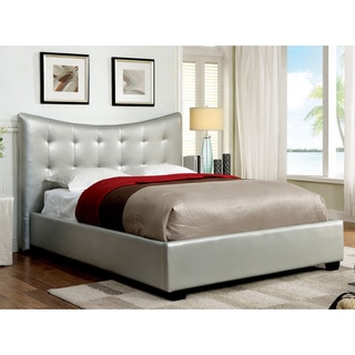 Furniture of America Umbrie Contemporary Silver Leatherette Platform Bed