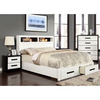 Furniture of America Seleness II Modern 2-Piece Duo-Tone Storage Bed with Nightstand