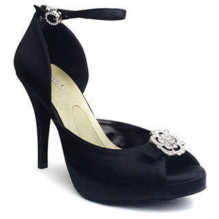 Angela Nuran Starletta Black Silk Wedding Shoes