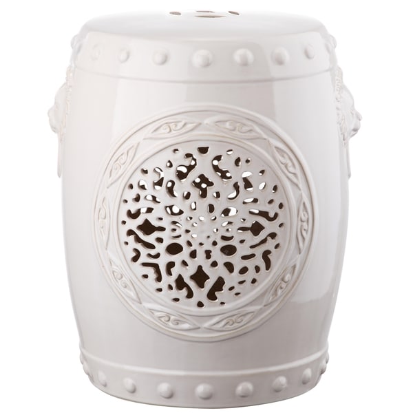 SAFAVIEH Flower Cream Drum Ceramic Decorative Garden Stool
