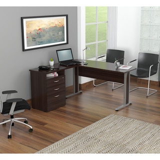Inval Curved Top 3-drawer Desk with Metal Legs