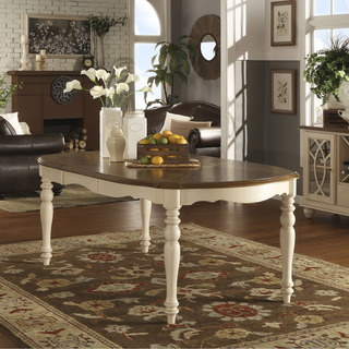 TRIBECCA HOME Shayne Country Antique Two-tone White Extending Dining Table