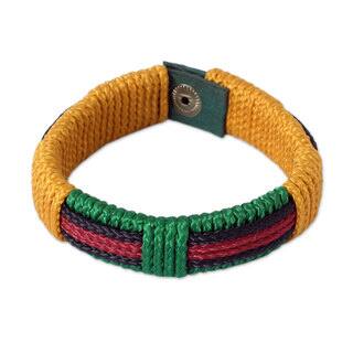 Handcrafted Men's Recycled Paper 'Colors of Africa' Bracelet (Ghana)