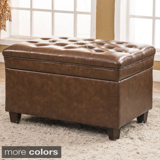 Classic Faux Leather Dark Tufted Storage Bench Ottoman