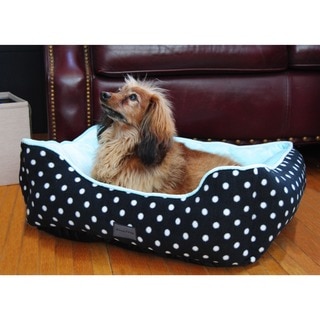 drowzzzy Polka Dots Print Plush Bolster Pet Bed