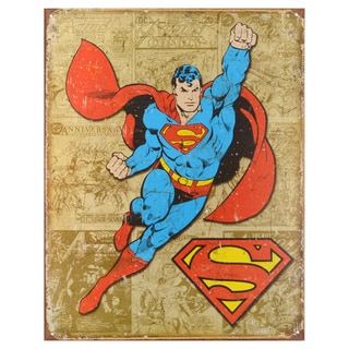 Vintage Metal Art Decorative 'Superman Weathered Panels' Tin Sign