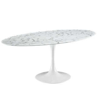 Lippa 78-inch White Stone-top Laquered Dining Table