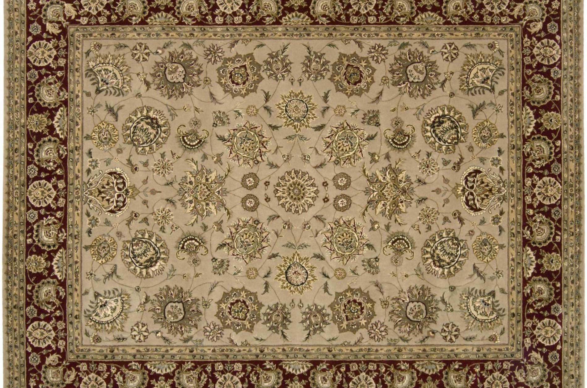 Hand-tufted Burgundy Wool/ Silk Rug (12' x 15')