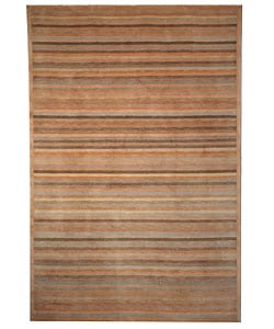 Safavieh Hand-knotted Tibetan Striped Apricot/ Sage Wool Rug (4' x 6')
