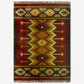 Hand-woven Kilim Burgundy Jute/ Wool Rug (4' x 6')