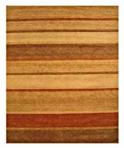 Loom-knotted Rust Wool Rug (6' x 9')
