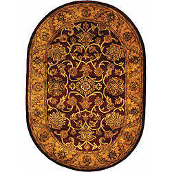 Safavieh Handmade Golden Jaipur Burgundy/ Gold Wool Rug (7'6 x 9'6 Oval)