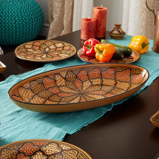 Extra Large 21-inch Honey Design Oval Platter (Tunisia)