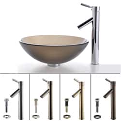 Kraus Frosted Glass Sink and Sheven Bathroom Faucet Set