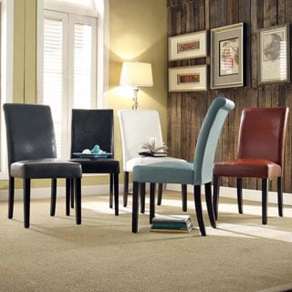 TRIBECCA HOME Dorian Faux Leather Upholstered Dining Chair (Set of 2)
