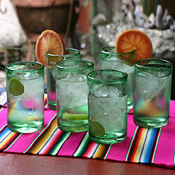 Set of 6 Highball 'Emerald Green' Glasses (Mexico)
