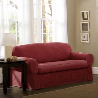 Maytex Piped Suede 2-piece Sofa Slipcover