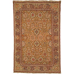 Heirloom Hand-knotted Kashan Gold Wool Rug (6' x 9')